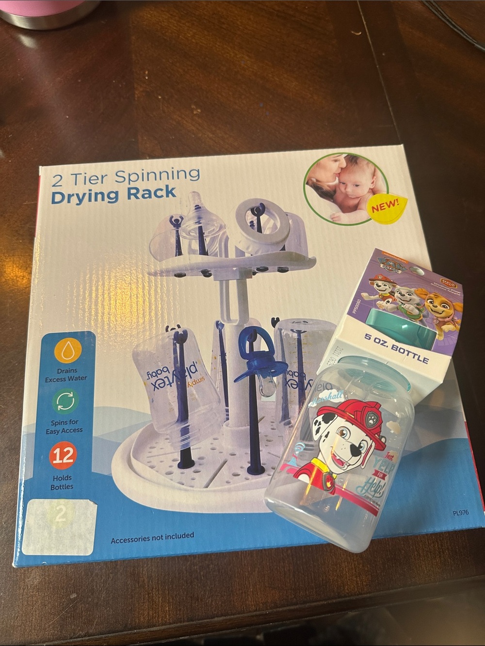 2-Tier Spinning Drying Rack and bottle